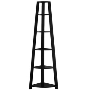 NicBex Corner Etagere Bookcase 5 Tier Grey Woodgrain Laminate Contemporary Office Storage with Cable Management - 1 of 4