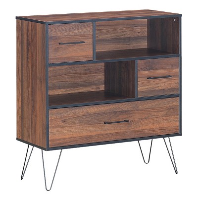Tangkula Multipurpose Sideboard Storage Cabinet Unit w/Metal Leg &Drawer Walnut