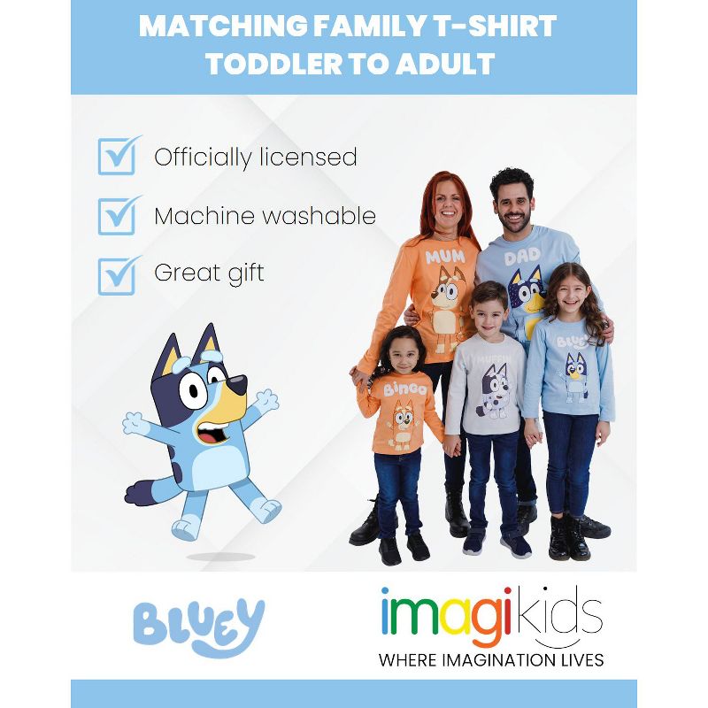 Bluey Bingo Chilli Mom Bandit Dad Long Sleeve Matching Family T-Shirt Toddler to Adult, 5 of 9