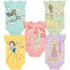 Disney Princess Ariel Belle Cinderella Rapunzel Tiana Snow White Aurora Baby Girls 5 Pack Bodysuits Newborn to Infant - 2 of 4