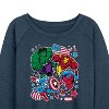 Women's - Marvel - Avengers America Stickers Style Lightweight French Terry Wide Neck Long Sleeve Shirt - 2 of 4