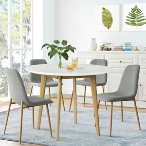 Norman+Oslo 5 Piece Small Round Table With Chairs,Home Kitchen Round Dining Table with Thick Tabletop and 4 Upholstered Armless Chairs-Maison Boucle - 1 of 4