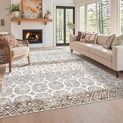 homfan Vintage Printed Carpet Runner, Non-Shedding Farmhouse Floor Cover, Foldable Ultra-Thin Accent Rugs, Easy Cleaning, for Bedroom, Kitchen