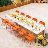 VINGLI Folding Chairs All Steel Metal Frame,Durable Portable and Versatile for Indoor Outdoor Use, Orange, Set of 4 - 2 of 4