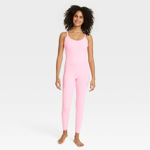 Women's Rib Full Length Bodysuit - All In Motion™ Pink S : Target