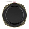 Smarty Had A Party Black w/ Gold Fancy Round Plastic Dinnerware Set - 120 Sets - 4 of 4