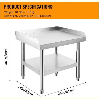 Equipment Grill Stand Table, 220 lbs Bottom Shelf | Adjustable Legs with 2" Edge Baffle | Ideal for Commercial Kitchens, Hotels, and Homes