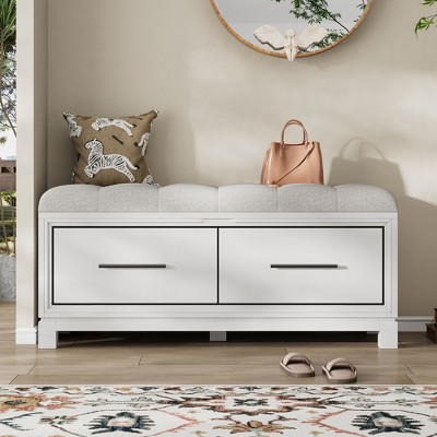 VYNXARIA Shoe Bench with Removable Cushion, Entryway Bench with Hidden Storage for Living Room, Entryway, and Hallways