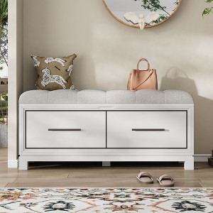 VYNXARIA Shoe Bench with Removable Cushion, Entryway Bench with Hidden Storage for Living Room, Entryway, and Hallways - 1 of 4