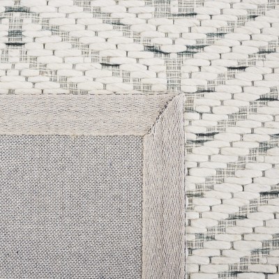 Ivory and Green Handmade Wool Flat Woven Area Rug 3' x 5'