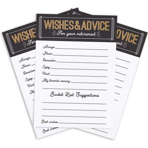 Sparkle and Bash Set of 50 Well Wish and Advice Cards for Happy Retirement Celebration and Party Supplies - image 1 of 4