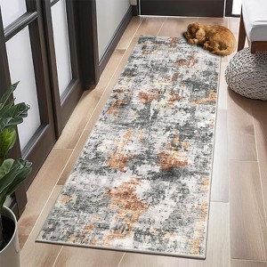 Washable Area Rug, Soft Colorful Modern Abstract Rug for Bedroom, Living Room, Dining Room & Office, Low Pile Non-Slip Boho Design (Multi) - 1 of 4