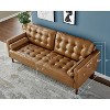 AMERLIFE Mid-Century Modern Genuine Leather Sofa, Comfy Couch for Living Room - 2 of 4
