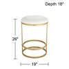 55 Downing Street Palmer Gold Metal Bar Stool 26" High Modern White Fabric Round Cushion with Footrest for Kitchen Counter Height Island Home House - 4 of 4