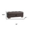 HomeRoots 52" Brown Faux Leather Tufted Storage Ottoman - 3 of 4