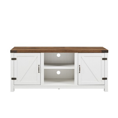 Cesicia Modern Farmhouse Barn Door 3-Shelf TV Stand for TVs up to 65"
