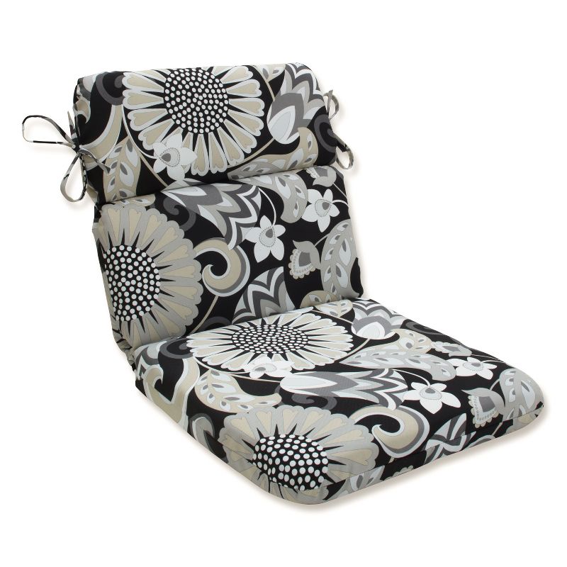 Outdoor/Indoor Sophia Black Rounded Corners Chair Cushion - Pillow Perfect, 1 of 4