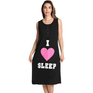 Just Love Womens Nightgown - Sleeveless Henley Oversized Sleepwear Gown - 1 of 3
