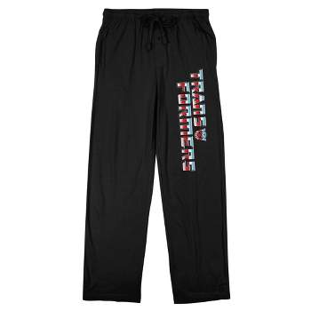 Transformers Red White & Blue Chrome Logo Men's Black Sleep Pajama Pants