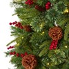 Nearly Natural 6.5-ft Norway Mixed Pine Artificial Christmas Tree with 350 Clear LED Lights, Pine Cones and Berries - 3 of 4