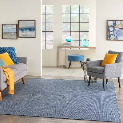Reversible Easy-Care Navy Blue Synthetic 8' x 10' Area Rug