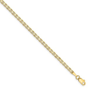 Black Bow Jewelry 2.4mm 14k Yellow Gold Solid Concave Anchor Chain Anklet - 1 of 4