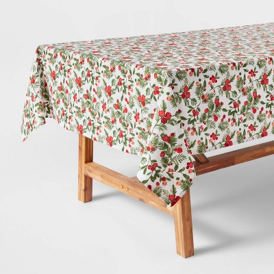 84" x 60" Cotton Holly Berry Tablecloth - Threshold™