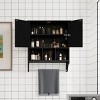 GlasFlength 27.5" Bathroom Storage Cabinets Wall Storage Cabinet Adjustable Shelf Towel Bar Wall Cabinet Elegant for Bathroom, Black - 2 of 4