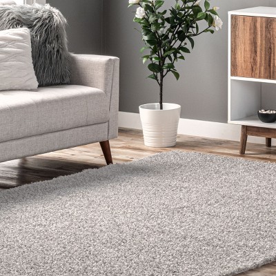 Light Grey Washable Shag Synthetic Sheepskin Area Rug 5' x 8'