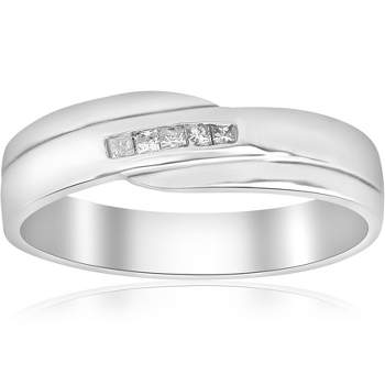 Pompeii3 Mens Princess Cut Diamond Wedding Ring White Gold High Polished Channel Set