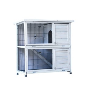 Gulches Rabbit Hutch Outdoor, Pet Cages with Non-Slip Ramp, Waterproof Roof, Fence, for Small Animals,Gray - 1 of 4