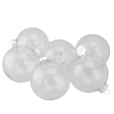 Northlight 6ct Clear and Silver Glass Christmas Ball Ornaments 3.25" (80mm)