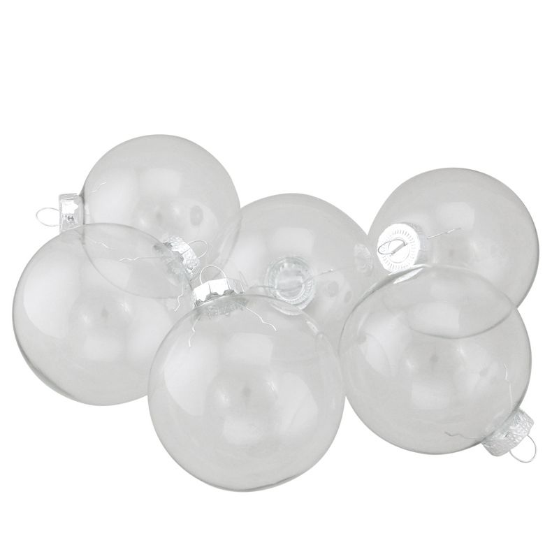 Northlight 6ct Clear and Silver Glass Christmas Ball Ornaments 3.25" (80mm), 1 of 4