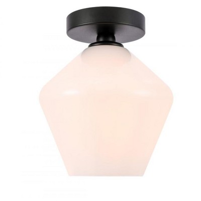 Elegant Lighting Gene 1 light Black and Frosted white glass Flush mount