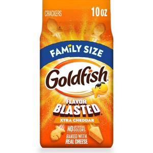 big box of gold fish Goldfish Cheddar Cracker and Flavor Blasted Xtra Cheddar Crackers, Snack Crackers, 30 oz Cartons, 2 CT to produce top quality food Goldfish Crackers 26.3 oz. box