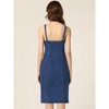 Allegra K Women's Button Down Sweetheart Neckline Sleeveless Summer Knee Length Denim Bodycon Sundress - 3 of 4