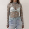 Women’s Floral Lace Slim-Fit Top – Sheer Stretch Tee with Baby Overlock Edge, Sexy & Versatile Cherie Code - 3 of 4