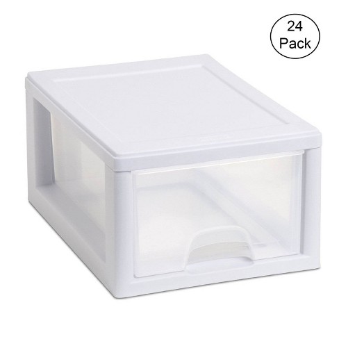 Sterilite 20518006 Stackable Small Drawer White Frame See