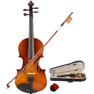 TopComfy Toy String Instrument 1/8 Acoustic Violin Set with Case Bow Rosin for Kids 4-5 Years Old Beginning Violin Lessons, Brown, 24.02"*7.87"*3.94" - 1 of 4