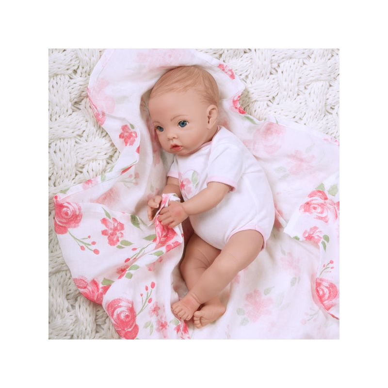 Paradise Galleries Newborn Baby Doll 16 inch Reborn Preemie, Swaddlers: Rose Petal, Safety Tested for 3+, 4-Piece Set, 4 of 8