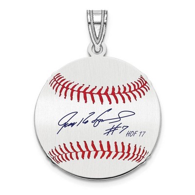 Black Bow Jewelry Sterling Silver Ivan Rodriguez Signature SM Enamel Baseball Pendant
