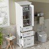ACEPANO 71.6 in. H Freestanding MDF Bathroom Vanity with 2 Soft-Close Hinged Doors, 3 Drawers, Adjustable Shelves & Wrought Iron Handles-White - 2 of 4