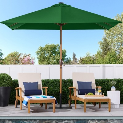 9ft Green Solar LED Lighted Market Patio Umbrella with Metal Pole