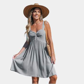 Women's Grey Sweetheart Twist Mini Dress - Cupshe