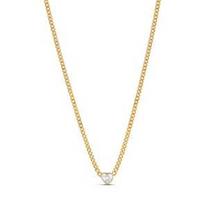 SHYMI Fancy Heart Shape Curb Chain Necklace — .925 Sterling Silver, 14k Gold-Plated, Cubic Zirconia, Adjustable Chain - 1 of 1