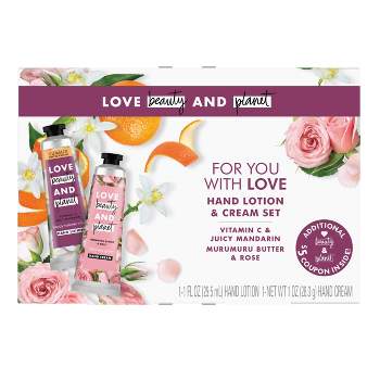 Love Beauty and Planet Vitamin C and Juicy Mandarin, Murumuru Butter and Rose Hand Lotion and Cream Set - 1oz/2ct
