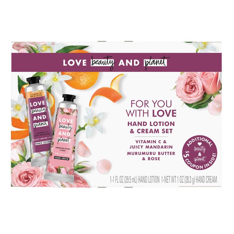 Love Beauty and Planet Vitamin C and Juicy Mandarin, Murumuru Butter and Rose Hand Lotion and Cream Set - 1oz/2ct, 1 of 4
