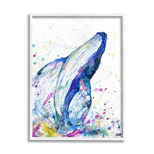 Stupell Industries Splashing Whale Bubbles Marine Framed Giclee Art - 1 of 4