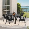 FURNIinspire Patio Dining Sets 7 Pieces Outdoor Dining Set, Plastic Chair And Steel Table, Rectangular Dining Table With 6 Arm Chairs, Black - 2 of 4