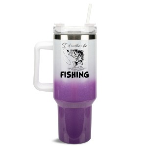 Elanze Designs I'd Rather Be Fishing Bass Fish Lake 40 oz. Stainless Steel, Large Water Bottle Coffee Mug, Spill & Leak Resistant, Thermal Travel - 1 of 1